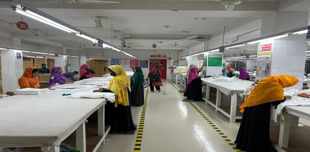 Quality check table with folded garments