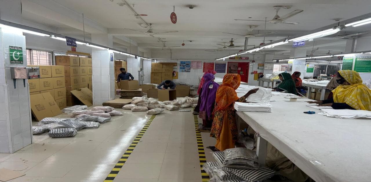 Packing section with cartons ready for shipment