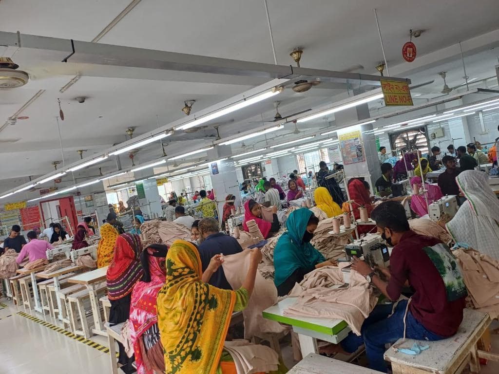 Sewing floor at Texture Knit Wear Limited with operators working multiple production lines
