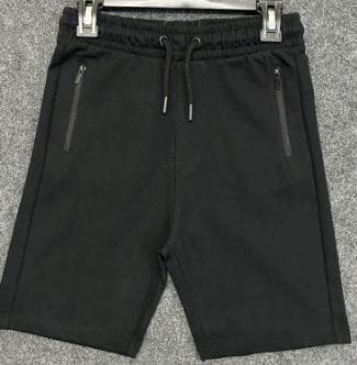 Black kids knit shorts with zip side pockets