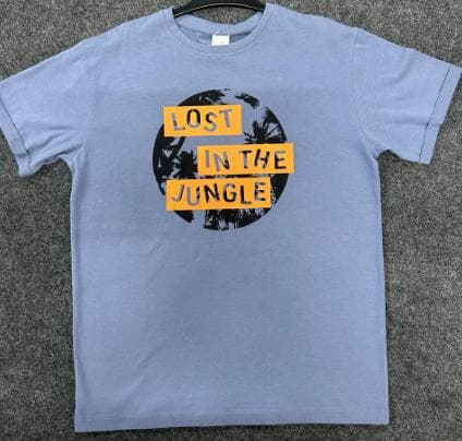 Kids heather-blue knit t-shirt with a jungle silhouette print